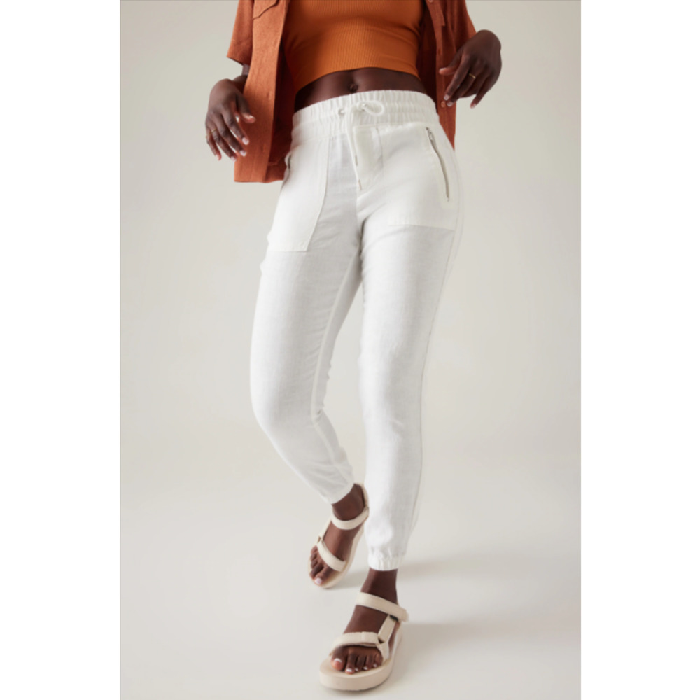 Athleta 100% Linen Cabo Jogger Pants Women's 14